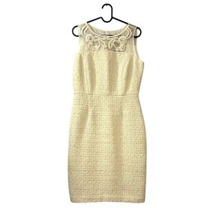 Brooks Brothers Tweed Embellished Dress Ivory 4 Old Money Plazacore Wedding